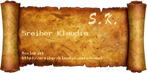 Sreiber Klaudia névjegykártya